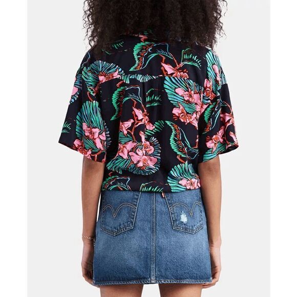Levi's Clover Printed Tie Hem Shirt size XS NWT - Picture 2 of 11